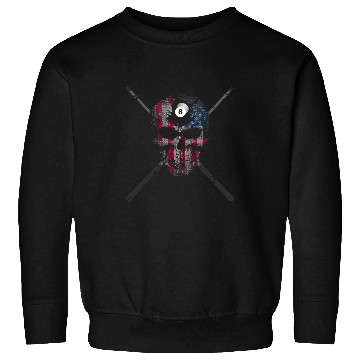 Discover Sport Billiard Skull American Flag Skull Billiards Pool Player Sweatshirts