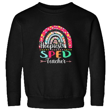 Discover Hoopiest SPED Teacher Polka Dot Boho Rainbow Happy Easter Sweatshirts