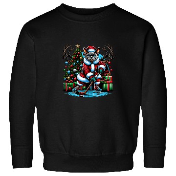 Discover Sport Hockey Santa Devon rexs Cat Playing Hockey Sweatshirts