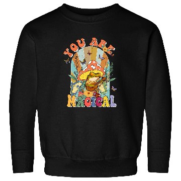 Discover Funny Banjo Frog Mushroom Hat Frog Playing Banjo Cottagecore Aesthetic Sweatshirts