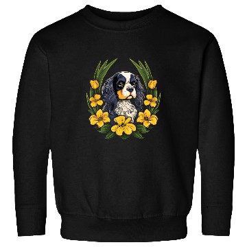 Discover Cavalier King Charles Spaniel Pet with daffodils Sweatshirts