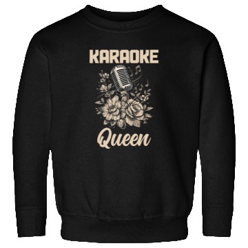 Discover Karaoke Queen Singer vintages Microphone Flowers Singing Girl Sweatshirts