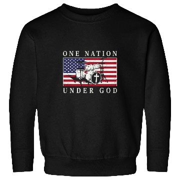 Discover Funny Drummer Lover One Nation Under God Drummer Drumming Sweatshirts