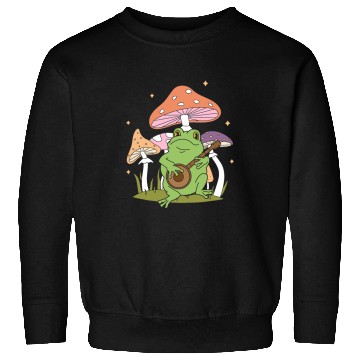 Discover Funny Banjo Frog Playing Banjo Aesthetic Cottagecore Mushroom Sweatshirts