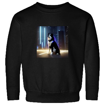 Discover Border Collie Pet Soft Fluffy Border Collie Samoyed Dog Puppy Posing Sweatshirts