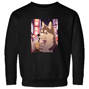 Discover Husky Pet Boba Bubble Tea Funny Dog Japan Sweatshirts