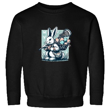 Discover Sport Lacrosse Easter Rabbit Bunny Lacrosse Player Lax Stick Ball Sweatshirts