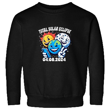 Discover Funny Earth Moon Sun Total Solar Eclipse April 8 2024 Sweatshirts