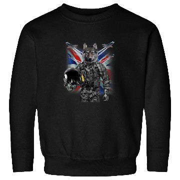 Discover Coyote Mammal as Fighter Jet Pilot Union Jack Sweatshirts
