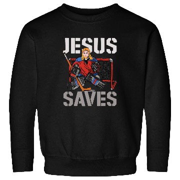 Discover Sport Hockey Christian Ice Hockey Goalie Vintage Goalkeeper Jesus Jesus Saves Sweatshirts