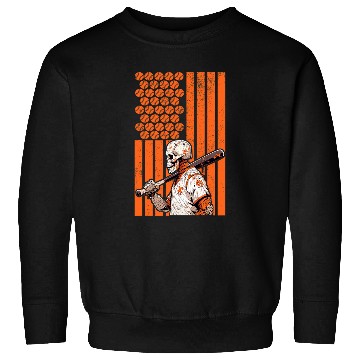 Discover Sport Baseball Halloween Skeletons Baseball Player Flag Sweatshirts