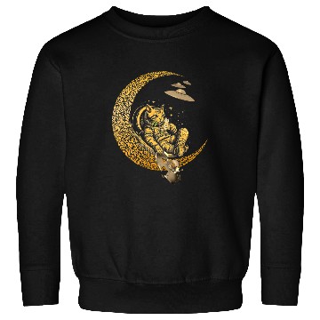 Discover Lunar Cat Astronaut Space Explorer Alien Crash Site Sweatshirts