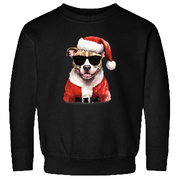 Discover Pitbull Pet Terrier Watercolor Painting Santa Christmas Sweatshirts