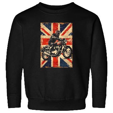 Discover Retro UK Flag Motorcycle Biker on vintages Union Jack Sweatshirts