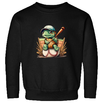 Discover Sport Baseball turtle cute drawing with baseball bat Sweatshirts