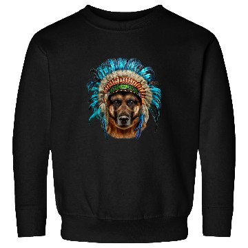 Discover German Shepherd Pet in American Indian Warrior Headdress Sweatshirts