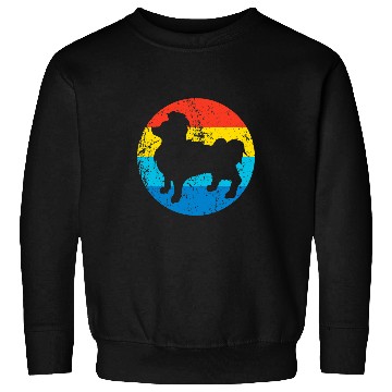 Discover Papillon Pet Breed Silhouette Retro 1970s Circle 3 Sweatshirts
