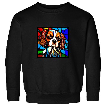 Discover Cavalier Pet King Charles Spaniel Stained Glass Pop Art 5 Sweatshirts