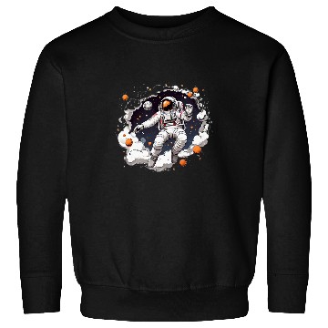 Discover Astronaut Floating In Space Solar System Stars Planets 2 Sweatshirts