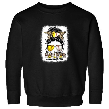 Discover Sport Baseball Busy Raising Ballers Baseball Softball Messy Bun Mom Of Both 2 Sweatshirts