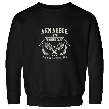 Discover Sport Tennis Retro 70s Tennis Summer Camp Ann Arbor Michigan Mens Sweatshirts