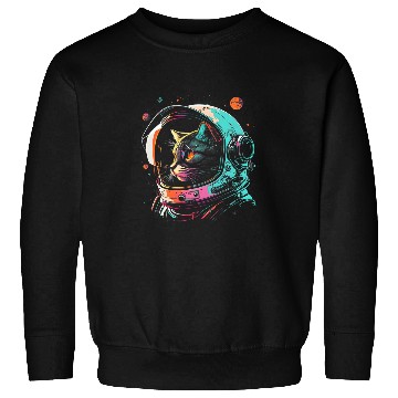 Discover Astronaut Cat Or Funny Space Cat On Galaxy Kitty Cat Lover Sweatshirts