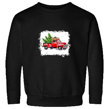 Discover Bleached vintages Wagon Christmas xmass Tree on Car Red Truck Sweatshirts