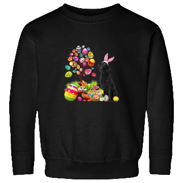 Discover Labrador Pet BLACK Labrador Easter Egg Tree Dogs Bunny Easters Day Sweatshirts