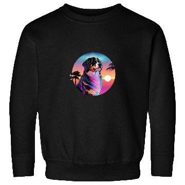 Discover Bernese Mountain Pet Synthwave 80s Retrowave Aesthetic Sweatshirts