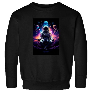 Discover Astronaut In Lotus Pose Holding Space Objects Sweatshirts