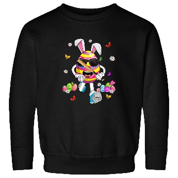 Discover Sport Baseball Funny Easter Egg Playing Baseball Bunny Ears Easter Day Sweatshirts