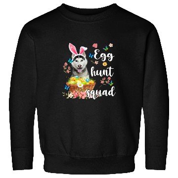 Discover Husky Pet Happy Easter Day Colorful Egg Hunt Squad Sweatshirts