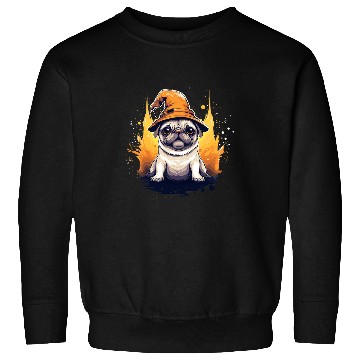 Discover Pug Pet Halloween Wizard Pug Pug with Wizard Hat Pug Witch Sweatshirts