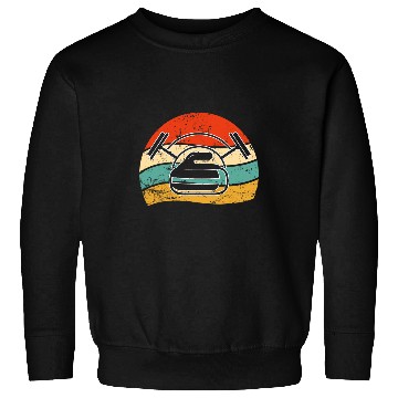 Discover Retro Curling Stone Broom Curling Player Winter Sports Sweatshirts