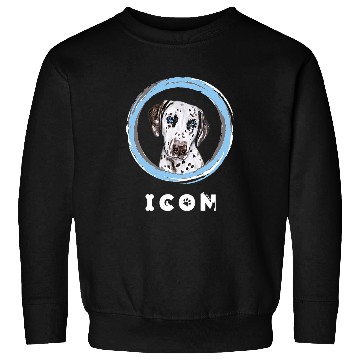 Discover Dalmatian Pet Face With Funny Icon Caption Sweatshirts