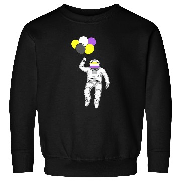 Discover Non Binary Astronaut Balloon Non Binary Flag Nonbinary Pride Sweatshirts