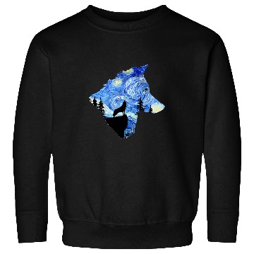 Discover Coyote Mammal Starry Night wolfs by Vincent van Gogh Famous Painting Sweatshirts