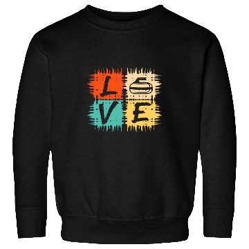 Discover Retro Love Curling Stone Curling Player Winter Sports Sweatshirts