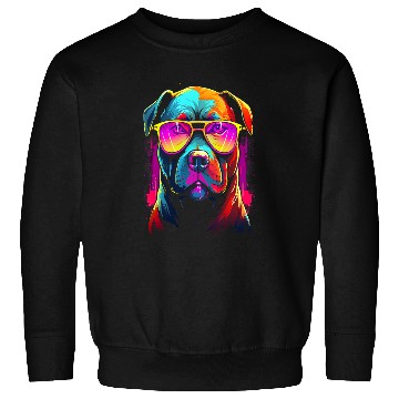 Discover Pitbull Pet Tough Cool Neon Pitbull Puppy Love Dog wearing Sun Glasses 4 Sweatshirts