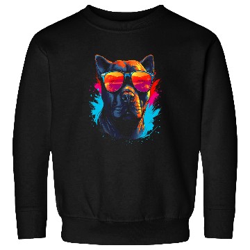 Discover Tough Cool Neon Pitbull Puppy Love Dog wearing Sun Glasses 1 Sweatshirts
