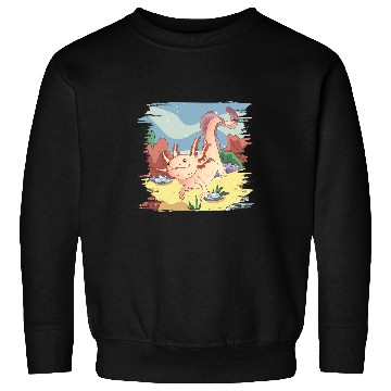 Discover Axolotls Pet Salamander Mud Puppy Axolotlss Mexican Walking Fish Sweatshirts
