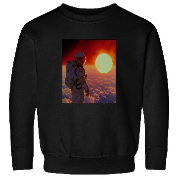 Discover Retro 1990s Japanese Anime Space Astronaut Sun Rising Art Sweatshirts