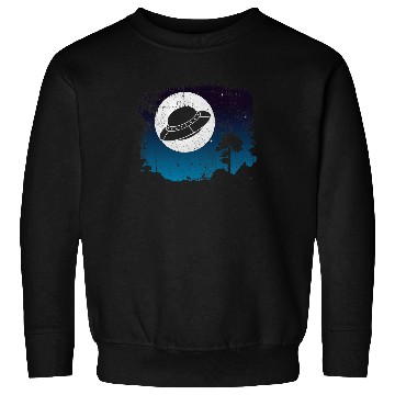 Discover Aliens UFO Abduction Night Full Moon Outer Space UFO Sweatshirts