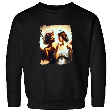 Discover Angel Devil Mirror Image Ethereal Duality Portrait Sweatshirts