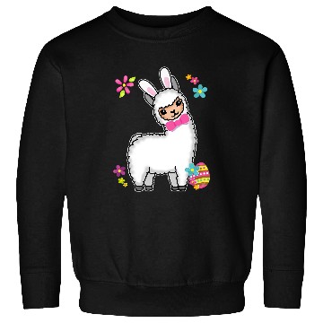 Discover Llama Pet Funny Easter Llama Alpaca With Rabbit Ears And Easter Eggs 32 Sweatshirts