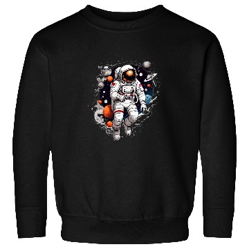 Discover Astronaut Floating In Space Solar System Stars Planets 1 Sweatshirts