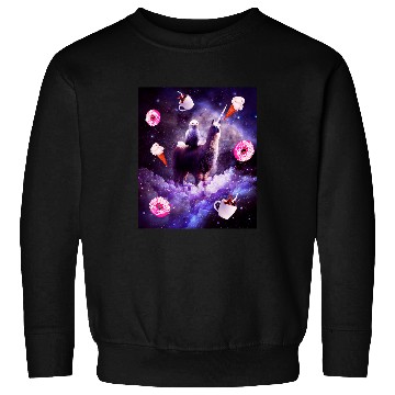 Discover Llama Pet Outer Space Owl Riding Llama Unicorns Donut Sweatshirts