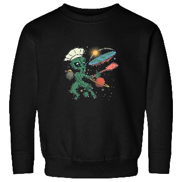 Discover Aliens UFO Flat Earth Pizza Chef Sweatshirts