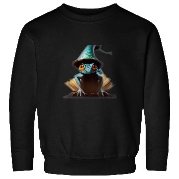 Discover Book Fun Anthromorphic Tiny Wizard Lizard Wizard Hat Magic Sweatshirts
