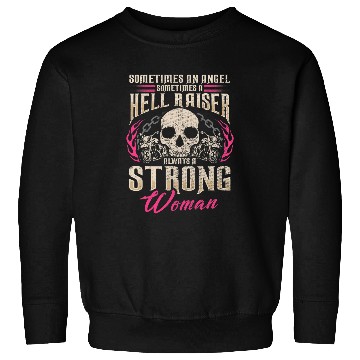 Discover Motorcycle Gift Women Biker Angel Hellraiser Always Strong Sweatshirts